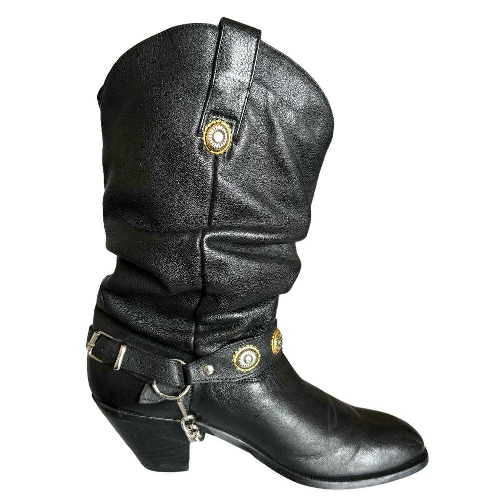 Dingo Olivia Harness Boots Black Leather Western Cowboy - Picture 6 of 17